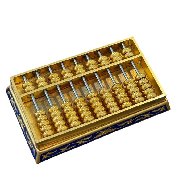 Miniature Gold & Blue Abacus Decorative Collectible Crafted With Metal & Enamel - Picture 5 of 7